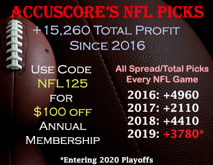 AccuScore NFL Spread and Totals Picks record